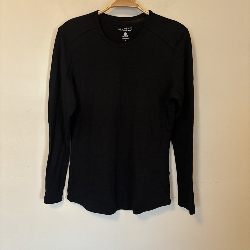 Segments Women's 100% Merino Wool Base Layer Long Sleeve Top Black M Hiking